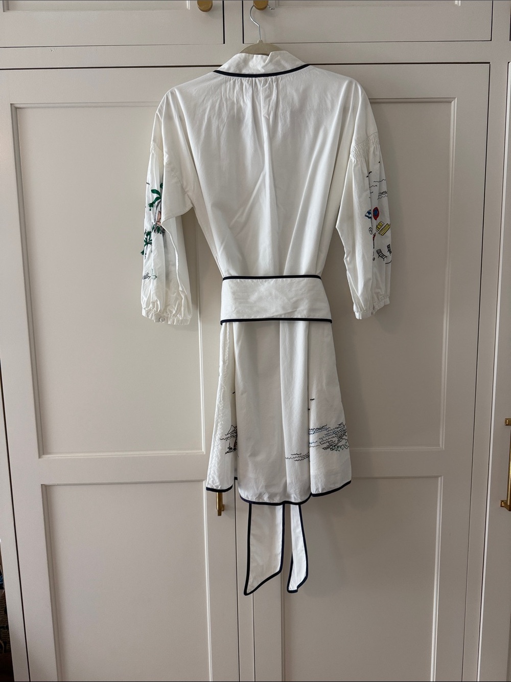 Tanya Taylor sailing summer embroidered sleeves dress with tie waist size 6 - Picture 5 of 5